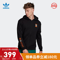 阿迪达斯官网 adidas 三叶草 ADV LOGO FZH 男装运动连帽外套GD5985 黑色 L(参考身高:185~188CM)