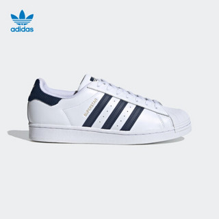 阿迪达斯官网 adidas 三叶草 SUPERSTAR 男女鞋经典运动鞋FZ3560 白/学院藏青蓝 44(270mm)