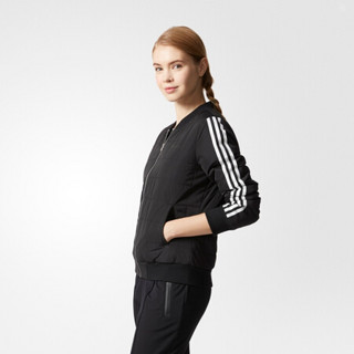 阿迪达斯 adidas neo 女子 夹棉外套 黑 BP6473 黑色/白 A/XL(170/96A)