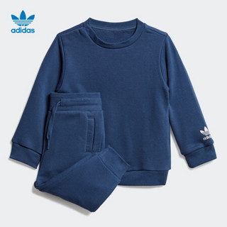 阿迪达斯官网adidas 三叶草 BIG TREFOILCREW婴童装运动套装FM5606 蓝色 80CM