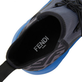 芬迪 FENDI 男士黑色/灰色尼龙拼接fendi印花高帮绑带运动鞋 7E1347 AC7H F1ATR 7.5/41.5