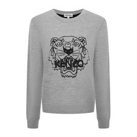 KENZO 凯卓 高田贤三 KENZO 女士灰色棉质经典虎头印花圆领套头卫衣 FA6 2PU530 3XA 94 XS码 155/72A