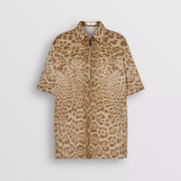 博柏利 BURBERRY 女士米色短袖动物纹棉质衬衫 45605151 10