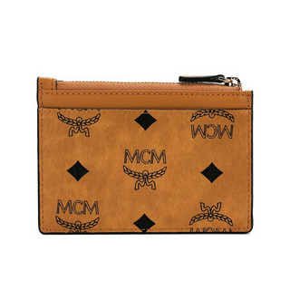 MCM 奢侈品 Patiricia Visetos 女士干邑色迷你印花logo拉链卡夹 MYABSPA07CO001