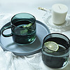慕咖耐热玻璃杯子家用水杯男女士咖啡杯便携随行杯办公室茶杯 马克杯（湖绿）480ML