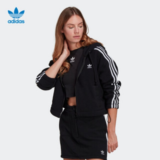 阿迪达斯官网 adidas 三叶草 FLEECE FZ 女装运动连帽外套GN2811 黑色 40(参考身高:170~175CM)