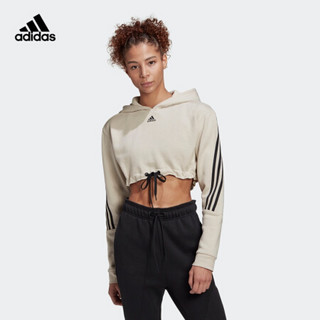 阿迪达斯官网 adidas CROP HOODIE W 女装训练运动卫衣H47480 矾土棕/黑色 A/L(170/92A)