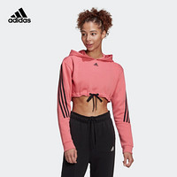 阿迪达斯官网 adidas CROP HOODIE W 女装训练运动卫衣H47481 玫红色/黑色 A/S(160/84A)