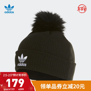 阿迪达斯官网 adidas 三叶草 W FUR POM BEANI 女子休闲帽ED4723 黑色 OSFW