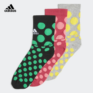 阿迪达斯官网 adidas DOT GRF SOCK 3P 男女训练运动袜子GI7695 黑色/粉/中麻灰/白 S