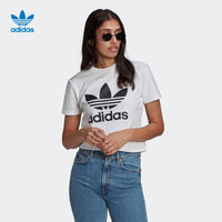 adidas ORIGINALS adidas阿迪达斯官方三叶草女装夏季居家运动短袖T恤GN2899 白 30