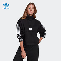 阿迪达斯官网 adidas 三叶草 新年款女装春秋运动高领长袖卫衣GN2941 黑色 36(参考身高:166~170CM)