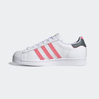 阿迪达斯官网 adidas 三叶草 SUPERSTAR W 女鞋经典运动鞋FX5964 白/红 38.5(235mm)