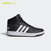 阿迪达斯官网 adidas neo HOOPS 2.0 MID 男鞋中帮休闲运动鞋FY8618 黑/白 45(280mm)