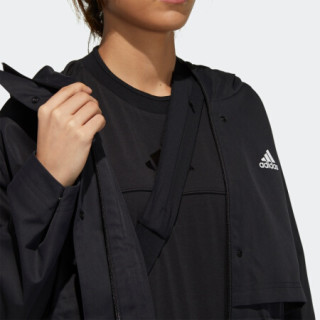 阿迪达斯官网 adidas TECH JKT LONG 女装训练运动夹克外套GP0641 黑色/白 A/S(160/84A)