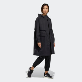阿迪达斯官网 adidas TECH JKT LONG 女装训练运动夹克外套GP0641 黑色/白 A/S(160/84A)