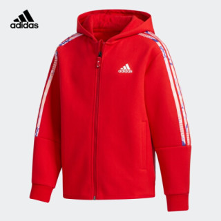 阿迪达斯官网adidas YG CNY WARM HDY新年款大童装训练运动针织夹克GP0555 浅猩红 122CM