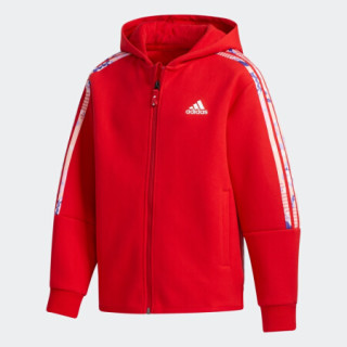 阿迪达斯官网adidas YG CNY WARM HDY新年款大童装训练运动针织夹克GP0555 浅猩红 122CM