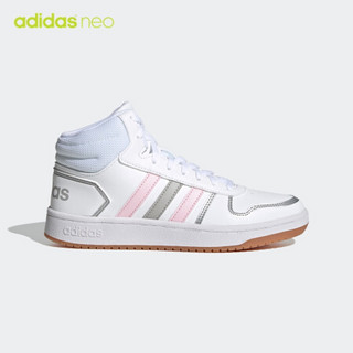 阿迪达斯官网 adidas neo HOOPS 2.0 MID 女鞋休闲运动鞋FY6020 白/粉/灰 39(240mm)