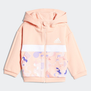 阿迪达斯官网 adidas 新年款婴童春秋装训练运动连帽套装GP0562 亮光粉/白 亮光粉/白 86CM