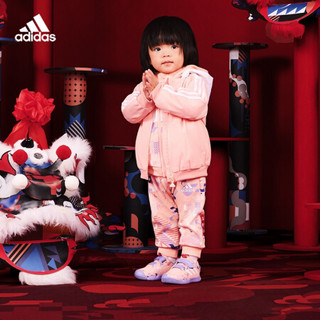 阿迪达斯官网 adidas 新年款婴童春秋装训练运动连帽套装GP0562 亮光粉/白 亮光粉/白 86CM