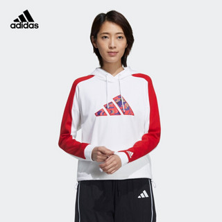 阿迪达斯官网 adidas 新年款刘亦菲同款女装训练运动连帽卫衣GP0710 白/浅猩红 A/XS(155/80A)