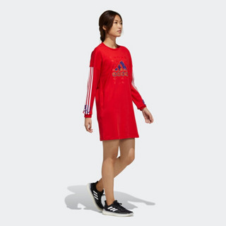 阿迪达斯官网 adidas CNY SW DRESS 新年款女装训练运动卫衣GQ8842 浅猩红 A/S(160/84A)