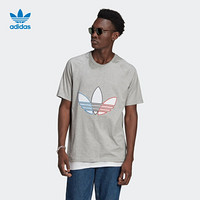 阿迪达斯官网 adidas 三叶草 TRICOL TEE 男装运动短袖T恤GQ8917 中麻灰 XS(参考身高:167~172CM)