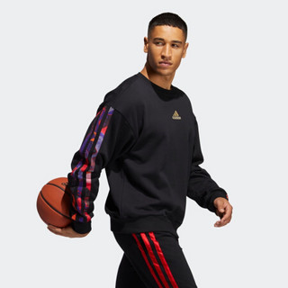阿迪达斯官网 adidas MIC GFX CREW 男装篮球运动卫衣GU9538 黑色/浅猩红 A/2XL(185/108A)