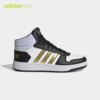 阿迪达斯官网 adidas neo HOOPS 2.0 MID 男鞋中帮休闲运动鞋H01197 白/学院藏青蓝/金 45(280mm)