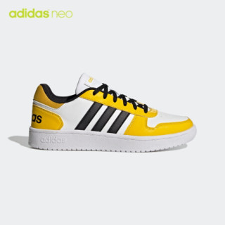 阿迪达斯官网 adidas neo HOOPS 2.0 女鞋休闲运动鞋H01212 白/黄/黑 38.5(235mm)