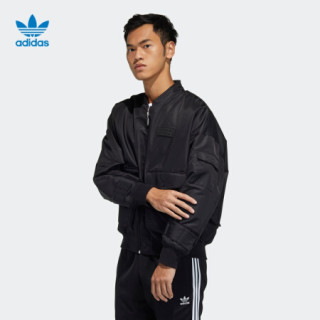 阿迪达斯官网adidas 三叶草 RYV Bomber Jkt新年款男装运动茄克外套H07081 黑色/橙黄 2XL(参考身高:188~192CM)
