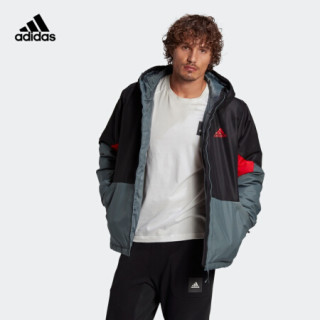 阿迪达斯官网 adidas BTS INS JKT 男装冬季户外运动夹棉夹克GJ8379 黑色/浅猩红 A/XL(185/104A)