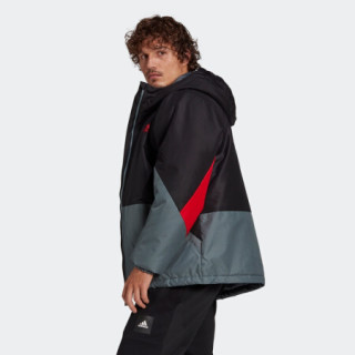 阿迪达斯官网 adidas BTS INS JKT 男装冬季户外运动夹棉夹克GJ8379 黑色/浅猩红 A/XL(185/104A)