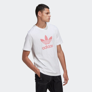 阿迪达斯官网adidas三叶草 TREFOIL T-SHIRT男装运动短袖T恤GN3485 白/玫红色 M(参考身高:179~185CM)