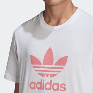 阿迪达斯官网adidas三叶草 TREFOIL T-SHIRT男装运动短袖T恤GN3485 白/玫红色 L(参考身高:185~188CM)