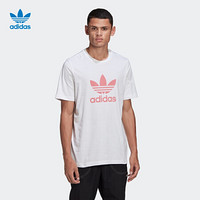 阿迪达斯官网adidas三叶草 TREFOIL T-SHIRT男装运动短袖T恤GN3485 白/玫红色 L(参考身高:185~188CM)