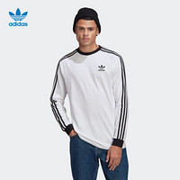 阿迪达斯官网adidas 三叶草 3-STRIPES LS T男装运动长袖上衣GN3477 白 XS(参考身高:167~172CM)