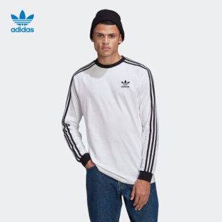 阿迪达斯官网adidas 三叶草 3-STRIPES LS T男装运动长袖上衣GN3477 白 M(参考身高:179~185CM)