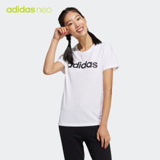 阿迪达斯官网adidas neo W CE LINR TEE 1女运动短袖T恤GP7139 白/黑色 A/XS(155/80A)