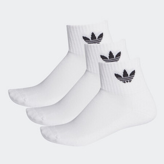 阿迪达斯官网 adidas 三叶草 MID ANKLE SCK 运动袜子FT8529 白/白/黑色 XS