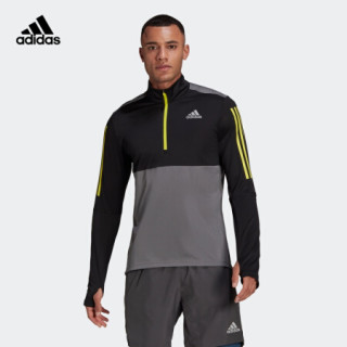 阿迪达斯官网 adidas OWN THE RUN 1/2 男装跑步运动高领长袖T恤GM6318 淡灰/黑色/酸绿 黄 A/2XL(185/108A)