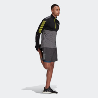 阿迪达斯官网 adidas OWN THE RUN 1/2 男装跑步运动高领长袖T恤GM6318 淡灰/黑色/酸绿 黄 A/2XL(185/108A)