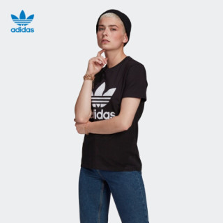 阿迪达斯官网 adidas 三叶草 TREFOIL TEE 女装运动短袖T恤GN2896 黑色 38(参考身高:169~172CM)