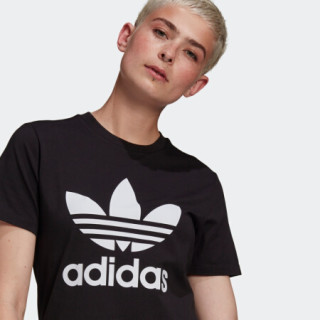 阿迪达斯官网 adidas 三叶草 TREFOIL TEE 女装运动短袖T恤GN2896 黑色 38(参考身高:169~172CM)
