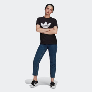 阿迪达斯官网 adidas 三叶草 TREFOIL TEE 女装运动短袖T恤GN2896 黑色 38(参考身高:169~172CM)