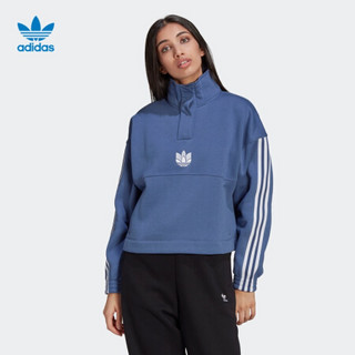 阿迪达斯官网 adidas 三叶草 新年款女装春秋运动高领长袖卫衣GN2946 蓝 32(参考身高:160~165CM)