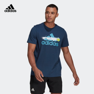 阿迪达斯官网 adidas M SS CAT TEE 男装夏季网球运动短袖T恤GN8059 藏青 A/S(175/92A)