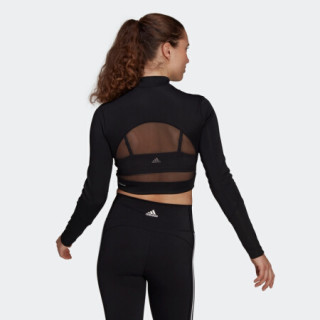 阿迪达斯官网 adidas CROP LONGSLEEVE女装训练运动长袖T恤H23449 黑色/白 A/2XL(175/100A)