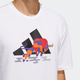 阿迪达斯官网 adidas CNY GFX T 新年款赵俊凯同款男装训练运动短袖T恤GP1835 白 A/2XL(185/108A)